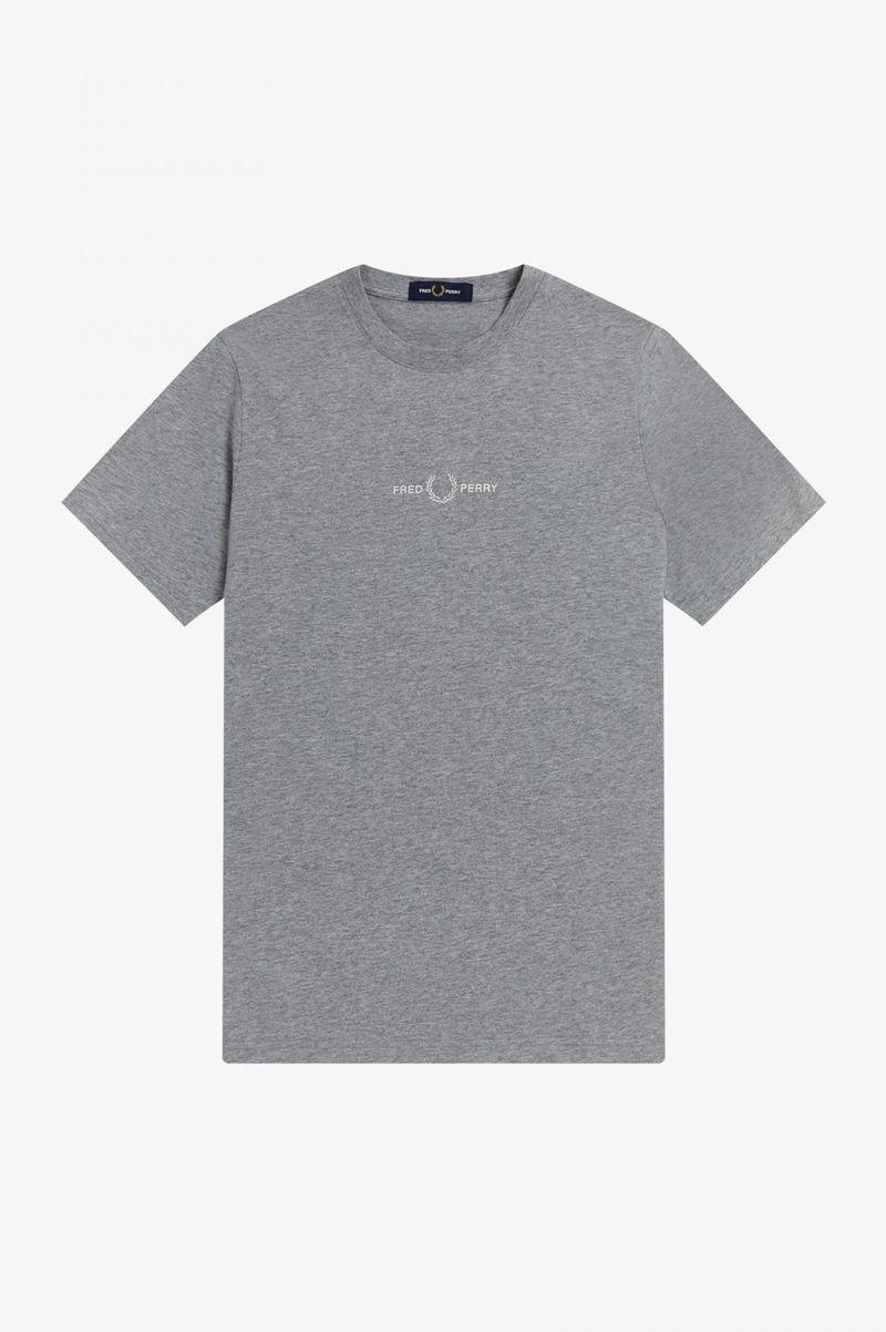 Grey Fred Perry Embroidered Men's T Shirts | PH 1656BEXC